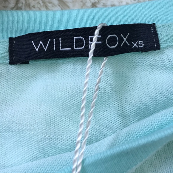 NWT Wildfox Supersoft Cotton Blend Polka-dot Sweatshirt Aqua Blue S - Picture 7 of 8